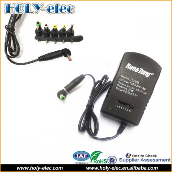 30w Ajustable Transformer Laptop Power Supply 3v-12v with 6 connectors