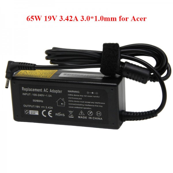19V 3.42A 3.0*1.0mm 65W Replacement Laptop Charger For Acer AC Adapter Power Supply