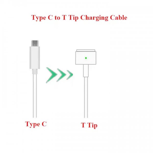 Type C male to T Tip/L Tip male Power Cable For MacBook Laptop Charger USB-C Converter Cable magsafe 1/2
